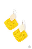 Sabbatical WEAVE Yellow ✧ Wood Wicker Earrings