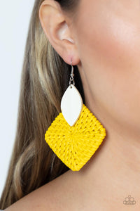 Earrings Wooden,Wooden,Yellow,Sabbatical WEAVE Yellow ✧ Wood Wicker Earrings