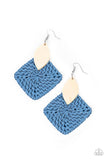 Sabbatical WEAVE Blue ✧ Wood Wicker Earrings