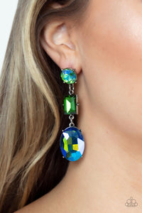Blue,Earrings Post,Green,Multi-Colored,UV Shimmer,Extra Envious Green ✧ UV Shimmer Post Earrings