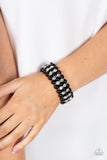 Eiffel Tower Elegance Black ✧ Stretch Bracelet