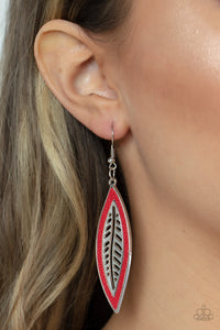 Earrings Fish Hook,Earrings Leather,Leather,Red,Leather Lagoon Red ✧ Leather Earrings
