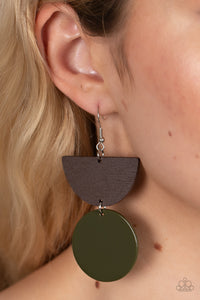 Brown,Earrings Fish Hook,Earrings Wooden,Green,Wooden,Beach Bistro Green ✧ Wood Earrings