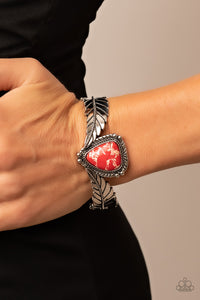 Bracelet Hinged,Red,Silver,Desert Roost Red ✧ Hinged Bracelet