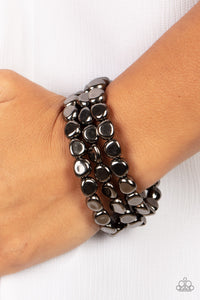 Black,Bracelet Stretchy,Gunmetal,HAUTE Stone Black  ✧ Bracelet