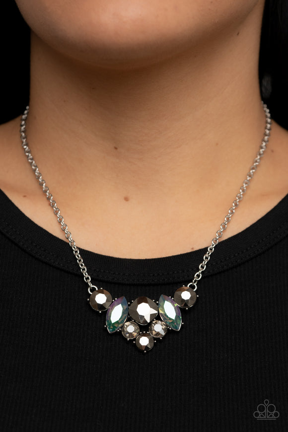 Lavishly Loaded Silver ✧ Iridescent Hematite Necklace Short