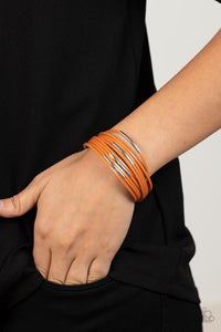 Bracelet Magnetic,Leather,Orange,Suburban Outing Orange ✧ Magnetic Leather Bracelet