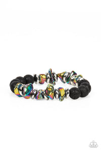 Bracelet Stretchy,Favorite,Lava Stone,Multi-Colored,Oil Spill,Volcanic Vacay Multi ✧ Oil Spill Lava Rock Bracelet