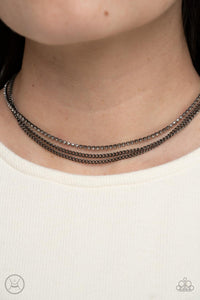 Black,Gunmetal,Necklace Choker,Necklace Short,Glitzy Gusto Black ✧ Choker Necklace