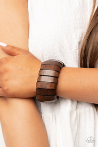 Bracelet Stretchy,Bracelet Wooden,Brown,Wooden,Boardwalk Bonanza Brown ✧ Wood Stretch Bracelet