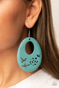 Blue,Earrings Fish Hook,Earrings Wooden,Wooden,Home TWEET Home Blue ✧ Wood Earrings