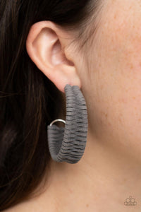 Earrings Hoop,Gray,Silver,Suede,Rural Guru Silver ✧ Hoop Earrings