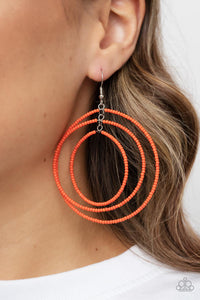 Earrings Fish Hook,Earrings Seed Bead,Orange,Colorfully Circulating Orange ✧ Seed Bead Earrings