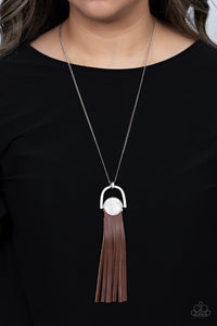 Brown,Leather,Necklace Leather,Necklace Long,Silver,Winslow Wanderer White ✧ Leather Necklace