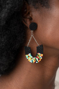 Black,Earrings Post,Earrings Seed Bead,Multi-Colored,Make it RAINBOW Black ✧ Seed Bead Post Earrings