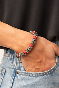 Bracelet Stretchy,Red,Silver,Canyon Crusher Red ✧ Stretch Bracelet