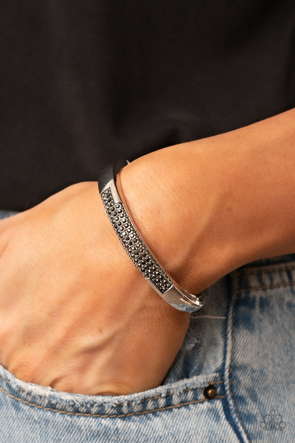 Chart-Topping Twinkle Silver ✧ Hematite Hinged Bracelet