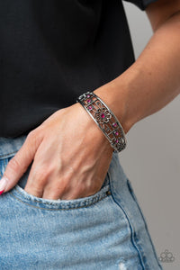 Bracelet Hinged,Pink,Silver,Prairie Musical Pink ✧ Hinged Bracelet