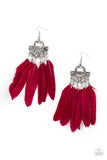 Plume Paradise Red ✧ Feather Earrings Earrings