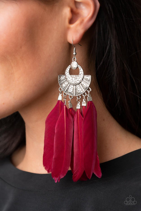 Plume Paradise Red ✧ Feather Earrings Earrings