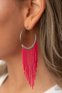 Earrings Hoop,Earrings Seed Bead,Pink,Saguaro Breeze Pink ✧ Seed Bead Hoop Earrings