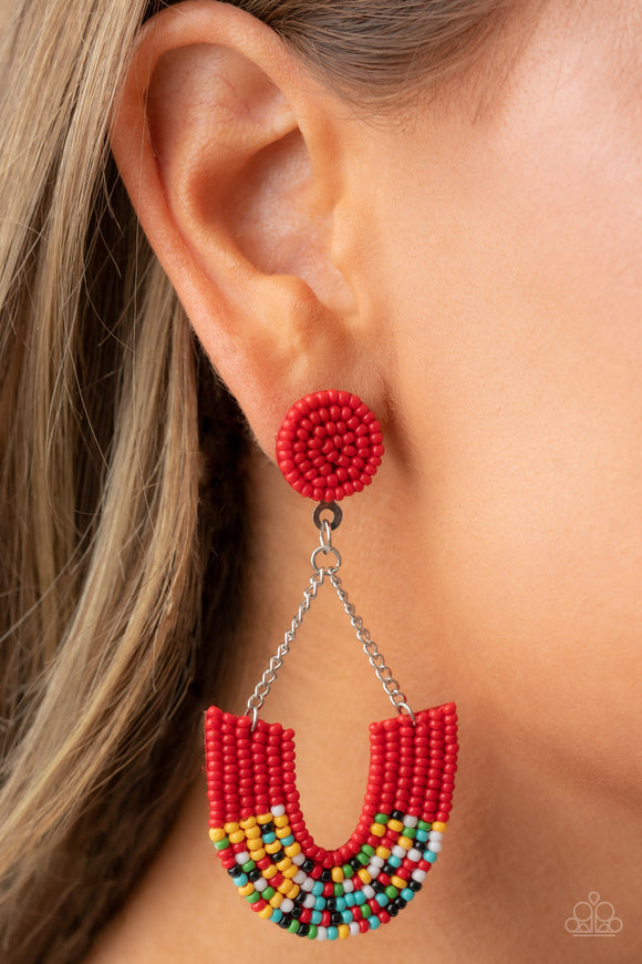 Make it RAINBOW Red ✧ Seed Bead Post Earrings Post Earrings