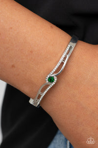 Bracelet Hinged,Green,Silver,White,Top-Shelf Shimmer Green ✧ Bracelet