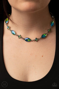Blue,Green,Iridescent,Necklace Short,Prismatic Reinforcements Green ✧ Iridescent Necklace