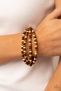 Bracelet Stretchy,Bracelet Wooden,Brown,Wooden,Oceania Oasis Brown ✧ Wood Stretch Bracelet