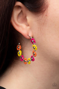 Earrings Hoop,Earrings Seed Bead,Multi-Colored,Orange,Pink,Yellow,Growth Spurt Multi ✧Seed Bead Hoop Earrings