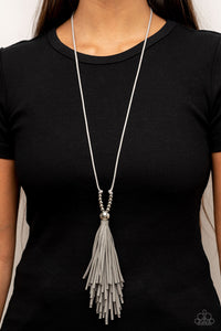 Gray,Necklace Fringe,Necklace Leather,Necklace Long,Silver,A Clean Sweep Silver ✧ Necklace