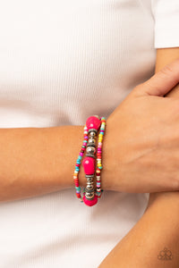 Blue,Bracelet Stretchy,Multi-Colored,Pink,White,Yellow,Confidently Crafty Pink ✧ Stretch Bracelet