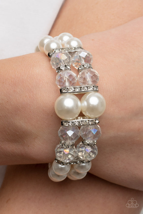 Timelessly Tea Party White ✧ Iridescent Stretch Bracelet Stretch Bracelet