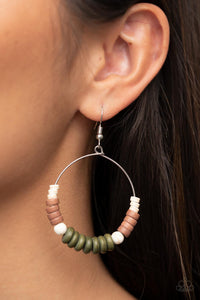Brown,Earrings Fish Hook,Green,White,Earthy Esteem Green ✧ Earrings