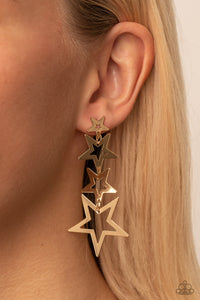 4thofJuly,Earrings Post,Gold,Holiday,Stars,Superstar Crescendo Gold ✧ Star Post Earrings