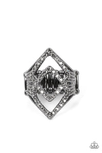 Black,Gunmetal,Hematite,Ring Wide Back,Diamond Duet Black ✧ Hematite Ring