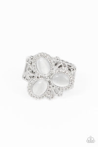 Cat's Eye,Ring Wide Back,White,Bewitched Blossoms White ✧ Cat's Eye Ring