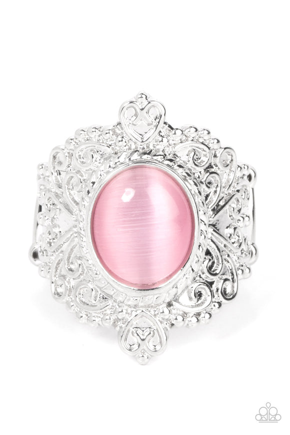 Delightfully Dreamy Pink ✧ Cat's Eye Ring Wide Back Ring
