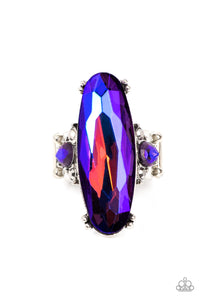 Blue,Hematite,Purple,Ring Wide Back,UV Shimmer,Interdimensional Dimension Blue ✧ Purple UV Hematite Ring