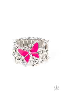 Butterfly,Pink,Ring Wide Back,All FLUTTERED Up Pink ✧ Butterfly Ring