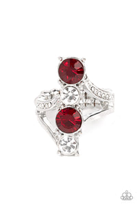 Red,Ring Skinny Back,White,Duplicating Dazzle Red ✧ Ring