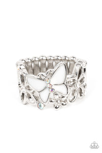 Butterfly,Iridescent,Ring Wide Back,White,All FLUTTERED Up White ✧ Butterfly Iridescent Ring