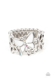 All FLUTTERED Up White ✧ Butterfly Iridescent Ring