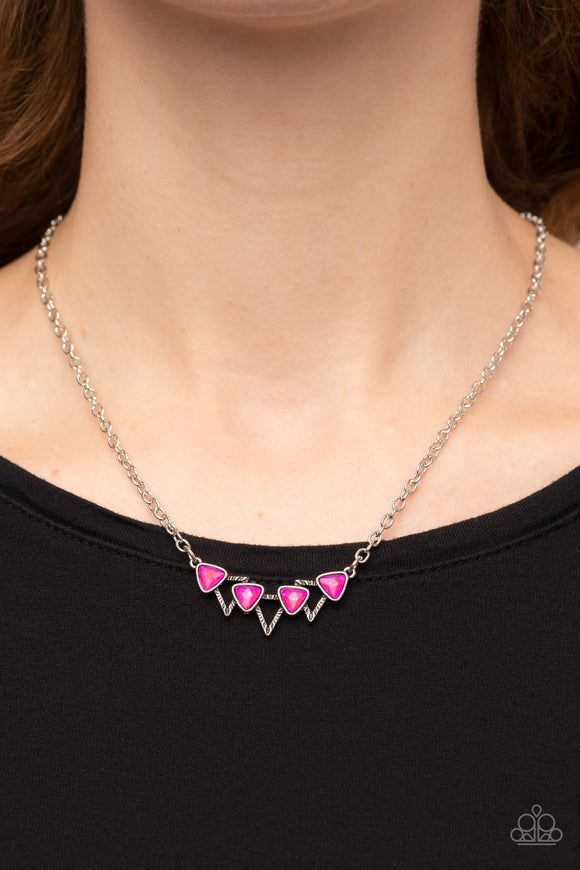 Pyramid Prowl Pink ✧ Iridescent Necklace Short