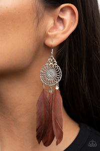 Brown,Earrings Feather,Earrings Fish Hook,Pretty in PLUMES Brown ✧ Feather Earrings