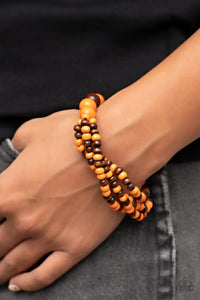 Bracelet Stretchy,Bracelet Wooden,Brown,Orange,Wooden,Oceania Oasis Orange ✧ Wood Stretch Bracelet