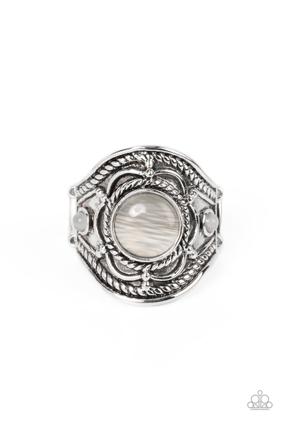 Exuberant Escapade White ✧ Cat's Eye Ring Wide Back Ring