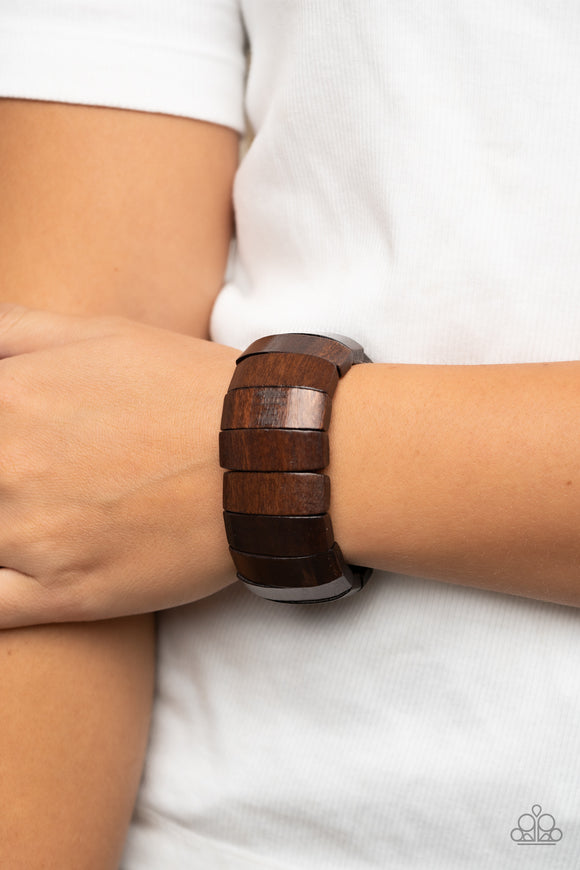 Island Grind Brown ✧ Wood Stretch Bracelet