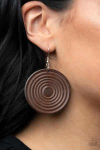 Brown,Earrings Fish Hook,Earrings Wooden,Wooden,Caribbean Cymbal Brown ✧ Wood Earrings
