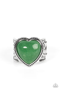 Green,Hearts,Jade,Ring Wide Back,Valentine's Day,Stone Age Admirer Green ✧ Heart Ring